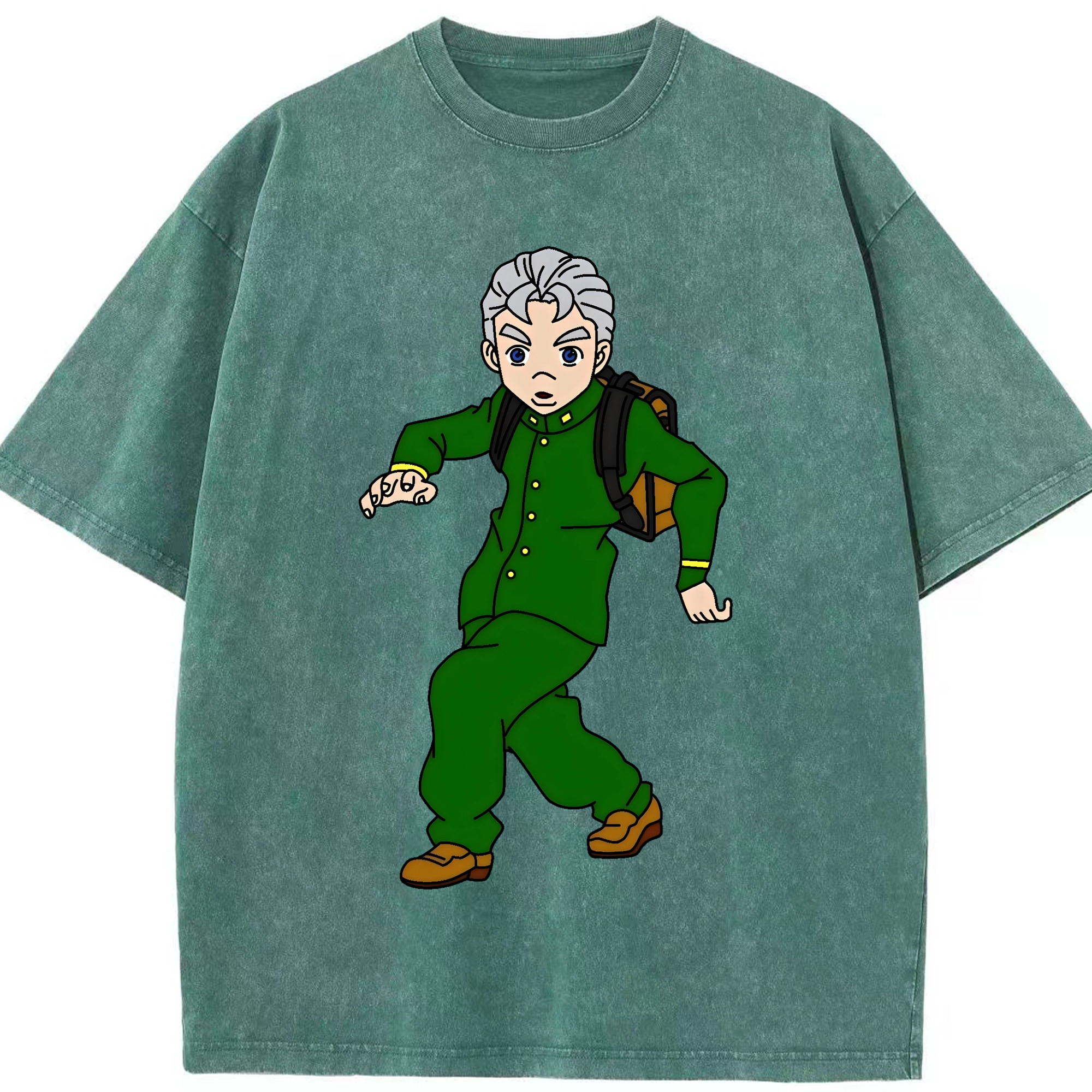 （画像用） ジョジョの奇妙な冒険 広瀨康一 JoJo's Bizarre Adventure Hirose Koichi 綿100% ヴィンテージ風 半袖Tシャツ（フロントプリント）